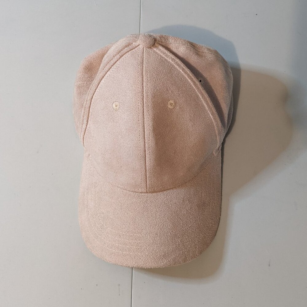 WOMEN'S BCBG HAT BEIGE SUEDE BASEBALL CAP ADJUSTABLE STRAPBACK One Size